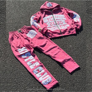 Nuevos conjuntos de Sudadera con capucha con estampado de soplo para hombres y mujeres, pantalones de chándal con serigrafía, chándales Unisex Y2K, moda para hombres a granel - Product Image 1