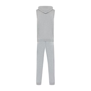Sweat à capuche sans manches en polyester respirant de qualité supérieure pour homme, avec poche latérale et cordon de serrage, gris, logo personnalisé - Product Image 2
