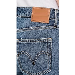 Jeans de Algodón Rectos para Mujer, Marca Privada Personalizada, Nueva Moda, Elásticos, Corte Holgado, Casuales, Diseño Sólido con Remaches, Transpirables, Talle Medio - Product Image 5