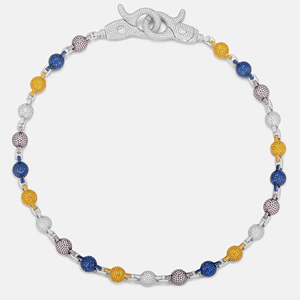 Collar de Eslabones de Moissanita Colorida, Estilo Hip Hop, Cadena Cubana de Latón con Gemas Multiformes de Primera Calidad, Regalo - Product Image 2