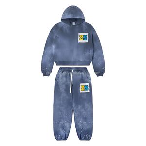 Chándal de lana con cremallera GSM 360 de alta calidad, tela cómoda, aspecto elegante de tinte de corbata, logotipo personalizado bordado, atuendo Unisex - Product Image 1