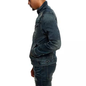 OEM Personnalisé Élégant Délavé Scratch Design Sports Bleu Street Wear Patch Hommes Jean Denim Vestes pour Hommes - Product Image 6