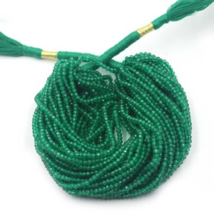 Cuentas de Rondelle facetadas de ónix verde natural, cuentas de piedras preciosas de ónix de 3mm, hebra de cuentas de ónix verde AAA para hacer joyas de 7 pulgadas - Product Image 1