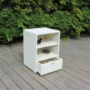 Modern White Poly <b>Rattan</b> Cabinet for Garden and Bathroom Organization - Product Image 1