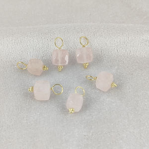 Abalorio de piedras preciosas de cubo de cuarzo rosa para collar Colgante de cubo de lujo semiprecioso de Plata de Ley 925 para mujer - Product Image 2