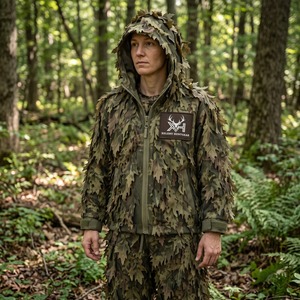 Ensemble veste et pantalon de camouflage 3D en feuilles pour jeunes chasseurs, 350 GSM, personnalisable, OEM, vente en gros - Product Image 5