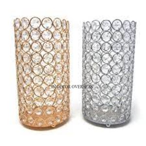 Vente chaude Petite Forme Cristal Clair Perlé Forme Ronde Maison Et Hôtel Table Centre De Table Bougeoir Et Fournitures Votives - Product Image 5