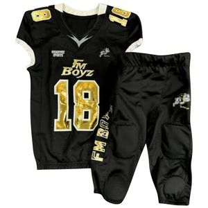 Juego de uniformes de fútbol americano de sarga de aparejos cromados dorados, uniformes de fútbol americano de sarga de aparejos - Product Image 1