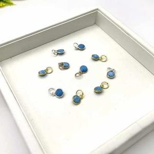 จี้พลอยเทอร์ควอยซ์ขอบ6มม. ทำด้วยมือสร้อยคอเงินแท้จี้แฟชั่นของขวัญแฮนด์เมด - Product Image 5