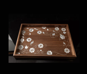 Art décoratif de marque privée en bois avec plateau de service de vadrouille parfait pour l'arrangement de table de fête et le service - Product Image 4