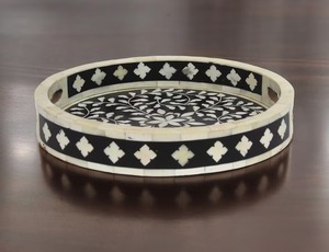 Bandeja de servicio hecha a mano de nácar elegante respetuosa con el medio ambiente para cenar, decoración del hogar entretenida - Product Image 4