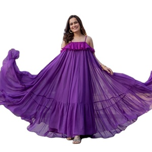 Vestido largo de diseñador bohemio de alta calidad para mujer de verano, plisado, con hombros descubiertos, largo hasta el suelo, para fiestas, respetuoso con el medio ambiente - Product Image 1