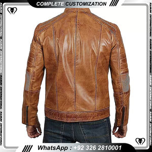 Veste en cuir pour hommes de haute qualité Veste coupe ajustée Veste de style motard motard - Product Image 5