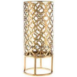 Support en métal poli argenté brillant de concepteur d'art créatif moderne pour la décoration de table de mariage de bougeoir d'ouragan en verre clair - Product Image 3