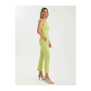 Chiffon Anti-Wrinkle Vintage Leopard Embroidered Regular Fit <b>Boot</b> Cut <b>Pants</b> for Women - Product Image 2