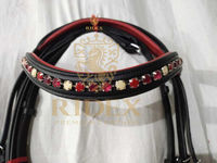 Bride en cuir léger pour exportateur indien Bridle Crystal Brow Band avec Web Reins Designer Accessoires équestres pour l'équitation ..