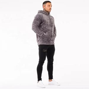 High Quality Winter Warm Custom Mens Zip Collar Oversized Sherpa Fleece Lined Zipper <b>Hoodie</b> <b>Blanket</b> Oversized Comfy Sherpa Blank - Product Image 2