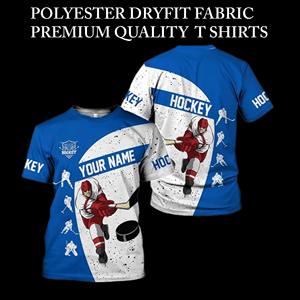 เสื้อยืดฮ็อกกี้น้ำแข็งของผู้ชายแบบซับลิเมชั่นแบบเต็มตัวเครื่องแต่งกายกีฬาแบบพอดีตัวออกแบบได้เองผลิตจากโพลีเอสเตอร์ - Product Image 5
