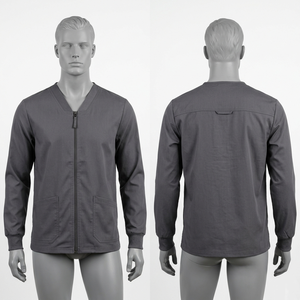 Chaqueta Médica Azul Marino de Poliéster Elástico, Rayón y Spandex de 220 GSM con Panel de Pecho y Logotipo Termotransferible - Product Image 6