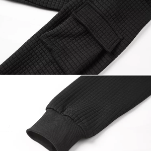 Venta caliente de los hombres de talla grande cuarto de cremallera Cargo chándal patrón sólido con capucha chaqueta pantalón chándal conjunto para el Medio Ambiente - Product Image 6