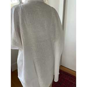 Camisa Blanca de Lino y Popelina de Algodón, Estilo Casual con Decoración de Botones, Talla Única para Primavera/Verano y Otoño - Product Image 4