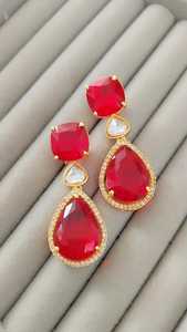 Women's Classically Styled 925 Sterling Silver 18K Gold Plated Multishape Yellow <b>Onyx</b> <b>Earrings</b> Silicone Fashion Jewelry Sets - Product Image 5