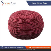 Poufs de forme ronde en pur coton tricotés à la main du fabricant indien les plus vendus directement du fournisseur indien