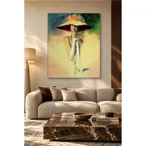 Fida, femme élégante avec un chapeau à large bord et des gants longs, impression sur toile - Product Image 2