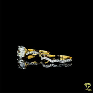 Hermoso juego de anillos de diamantes redondos 1,5 con moissanita brillante para compromiso, boda y Aniversario - Product Image 3