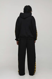 Sudadera con Capucha Negra, Cierre Completo, Bordada, con Estampado Digital, Tejida, 2025, Oversize, Unisex, para Hombre, Invierno, Transpirable, Poliéster/Algodón - Product Image 2
