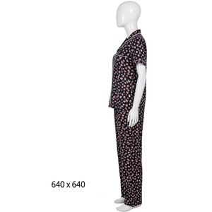 ชุดนอนผู้หญิงพิมพ์ลายลำลองเนื้อผ้าโพลีเอสเตอร์เนื้อเรียบชุดนอนนุ่มสบายใส่อยู่บ้านทุกวัน - Product Image 4