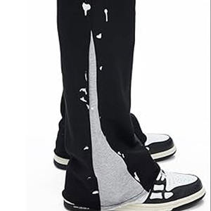 Anti Shrink Feature Fleece Fabric Made Men's Sports Training Flare Pants Street Fashion Drawstring Waist Wide Leg <b>Trousers</b> Male - Product Image 5