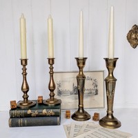 Bougeoir en laiton antique, design victorien du milieu du siècle, orné, fait à la main, durable, écologique, Saint-Valentin, Noël