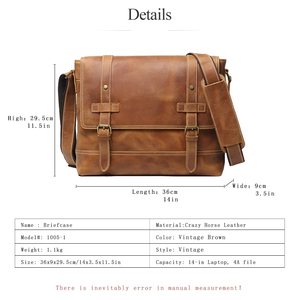 Bolso bandolera vintage de cuero genuino con correa de hebilla, bolso mensajero de un solo hombro para hombre, color marrón - Product Image 3