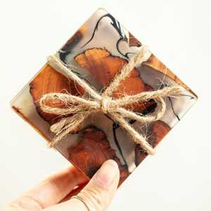 Best Quality <b>Wooden</b> <b>Coasters</b> with Epoxy Resin Classic Style Drink Mats & Pads Wholesale Price - Product Image 3