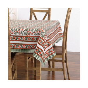 Motif Print GOTS Certified 100% Cotton <b>Table</b> <b>Cloth</b> With Geometric Embroidery 280 GSM Machine Washable Fabric Made In India Decor - Product Image 2
