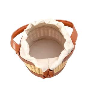 Trendy Classic Design Women's Woven Rattan Beach Bucket <b>Bag</b>, Shoulder <b>Crossbody</b> Handbag Wholesale Super <b>Cheap</b> - Product Image 3
