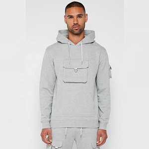 Sweat-shirts pour hommes à imprimé numérique d'hiver avec plusieurs poches, 100% coton, coupe ample, logo personnalisé, taille plus, couleur unie - Product Image 2