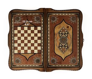 Ensemble de backgammon en bois massif sculpté à la main, artisanal, rose - Product Image 3