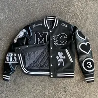 OEM Fabricant Broderie en chenille de haute qualité Bomber de baseball personnalisée pour hommes, collège, veste universitaire en cuir Letterman