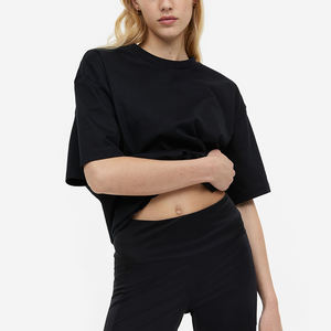 Nueva llegada de alta calidad, manga corta, logotipo personalizado, cuello redondo, Color sólido, camiseta para mujer en diferentes colores - Product Image 1