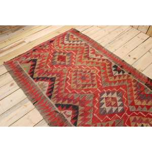 Alfombra Turca Vintage, Alfombra de Pasillo de 3.6x11.2 pies, Alfombra Roja con Diseño Floral - Product Image 4