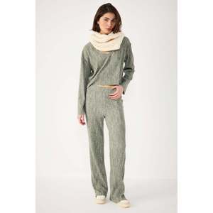 Pantalones Casuales de Mujer Mega Merchant, Cintura Elástica, Acanalados, Transpirables, Suaves, Estilo Cargo, Decoración con Rayas Laterales, Largo Midi, 100% - Product Image 1