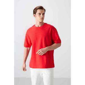 Camiseta Básica Oversize de Cuello Redondo para Hombre Tommylife Wholesale 88339 Azul Marino - AZUL MARINO - Product Image 2