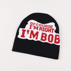 หมวกบีนนี่อะคริลิคแจ็คการ์ดปักลายตัวอักษรทรงสูงใส่ได้ง่ายปรับขนาดได้ตามต้องการสำหรับฤดูหนาว - Product Image 1