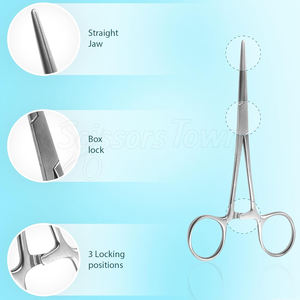 Pinzas hemostáticas de acero inoxidable Abrazadera de bloqueo quirúrgica profesional reutilizable para aplicaciones clínicas - Product Image 4