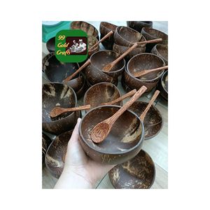 CUENCO DE CÁSCARA DE COCO ECOLÓGICO CON CUCHARA DE MADERA PRODUCTO HECHO A MANO ECO PARA ENSALADAS Y POSTRES - Product Image 5