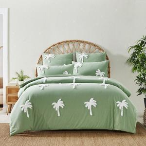 Juego de funda nórdica con mechones de algodón 100% de alta calidad, ropa de cama lavada para el hogar y el Hotel, King Queen Twin y tamaños completos disponibles - Product Image 1