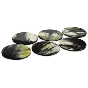 Vente en gros sous-verres corne ustensiles de cuisine faits à la main table corne naturelle sous-verres ensemble haute vente corne sous-verres par croissant artisanat - Product Image 1