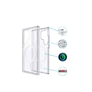 Funda de Silicona Transparente con Purpurina Compatible con MagSafe para Samsung Galaxy S23 Ultra, Netzy Safa Allstar, Cubierta Trasera de Lujo - Product Image 2